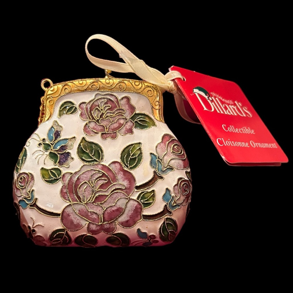 NWT Dillard’s Collectible Cloisonné Ornament Floral Purse